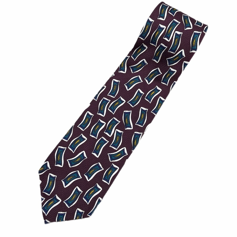 VTG Ferrell Reed Britches of Concord Purple Geometric Silk Tie Made USA Mens NWT